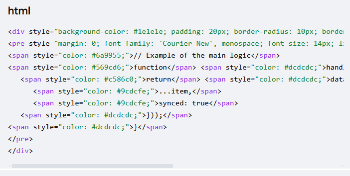 code example